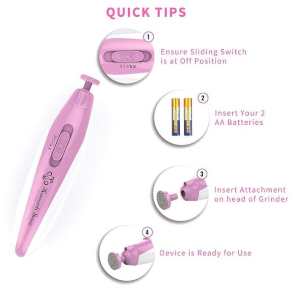 Electric Nail File Manicure & Pedicure Set:2Speed Battery Operated Nail File Kit - Picture 3 of 8